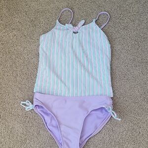 Cat & Jack Multicolor Striped Bikini with Purple Bottom